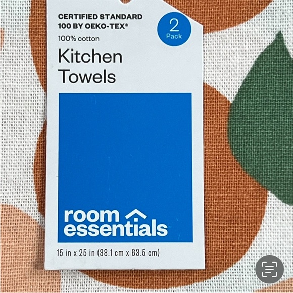 Set of 2 PEACHES 100% Cotton Kitchen Towels Orange White 15 x2 5 in OEKO-TEX - Picture 8 of 12